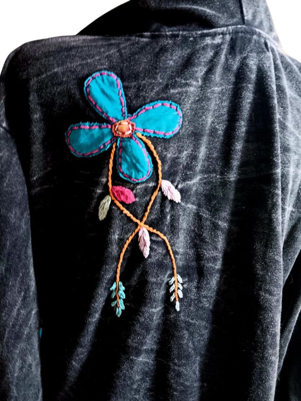 Rising International Nepal Jacket XL Vintage Hoody Embroidery Bohemian Hooded